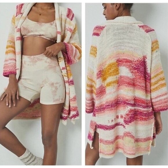 Anthropologie Daily Practice Bethany Sunrise Open Knit Chunky Cardigan Cozy M/L - Picture 2 of 11